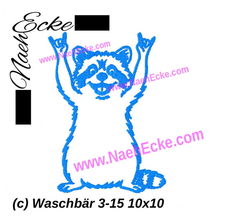 Stickdatei Waschbär 3-15 10x10