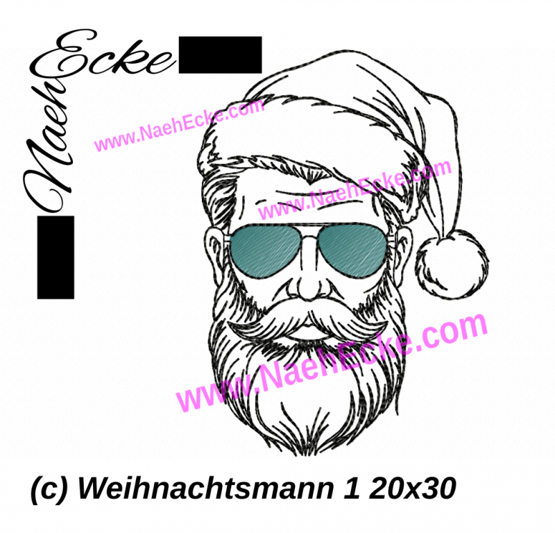 Stickdatei Weihnachtsmann 1 20x20 / 18x30 / 20x30