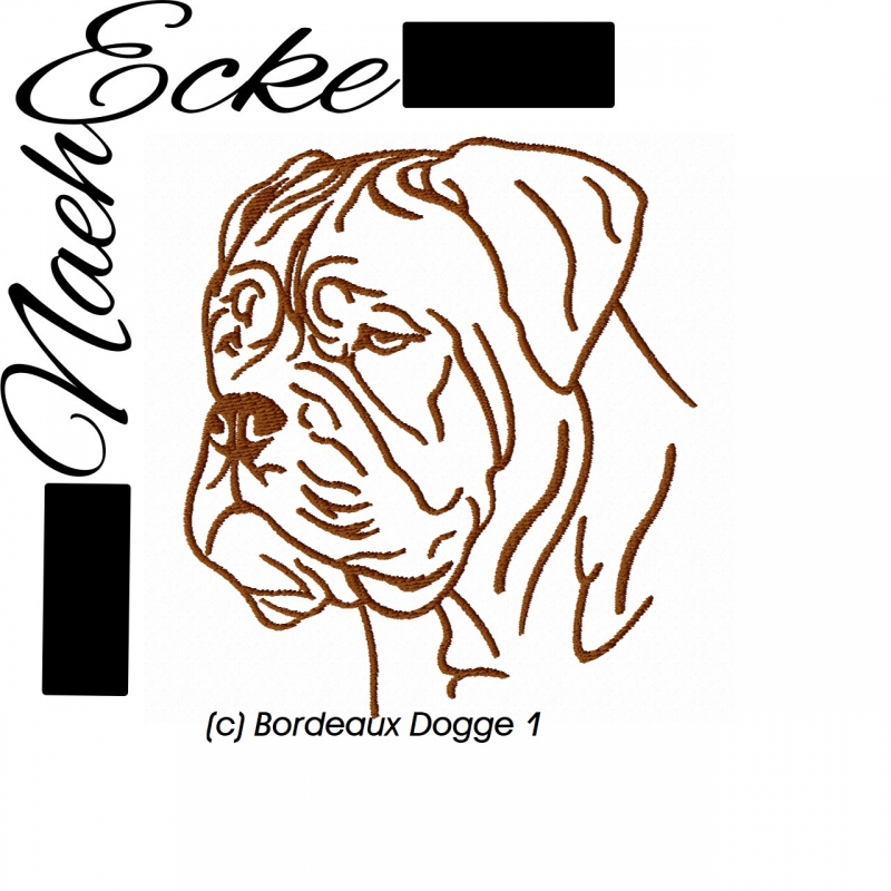 Stickdatei Bordeaux Dogge 1 13x18