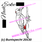 Stickdatei Buntspecht 1 20x30 / 14x20 / 20x20 / 20x28