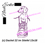 Embroidey Dachshund 22 Puppy in a Boot 5x7