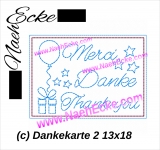 Stickdatei Dankekarte Danke 2 13x18 ITH