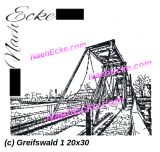 Stickdatei Greifswald Wiecker Zugbrücke 20x30 /  20x28