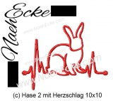 Stickdatei Hase Nr. 02 mit Herzschlag 10x10
