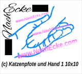 Stickdatei Katzenpfote & Hand 10x10