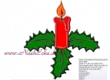 Stickdatei Kerze mit Ilexzweig Nr 2 10x10 