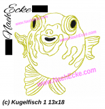 Embroidery Puffer Fish 5x7