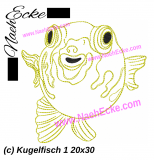 Embroidery Puffer Fish 11.81 x 7.87