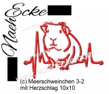 Stickdatei Meerschweinchen 3-2 mit Herzschlag 10x10