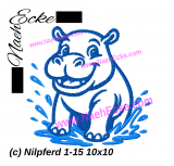 Stickdatei Nilpferd 1-15 10x10