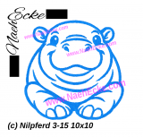 Stickdatei Nilpferd 3-15 10x10