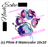 Stickdatei Pfote / Hundepfote 8 Watercolortattoo 10x10