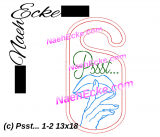 Stickdatei Psst 1-2 13x18 hoch Bitte nicht stören Türschild