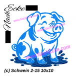Stickdatei Schwein 2-15 10x10