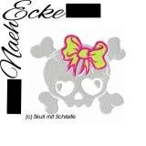 Stickdatei Skull mit Schleife als Applikation 10x10 