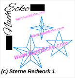 Stickdatei Sterne Redwork 1 10x10
