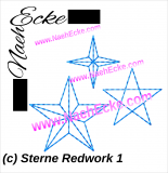 Embroidery Stars Redwork 1 4x4