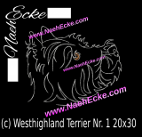 Embroidery Westhighland Terrier Nr. 1 11.81 x 7.87