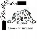 Embroidery Pug Nr. 3 5x7 Embroidery Pug Nr. 3 5x7