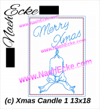Stickdatei Weihnachtskarte Merry Xmas / candle 6-8 13x18 ITH