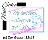 Stickdatei Dankekarte Zur Geburt 13x18 ITH